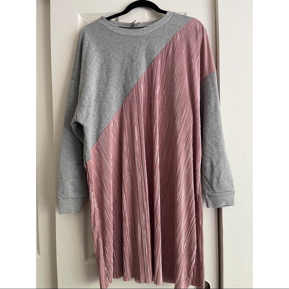 Asos Curve Plisse Sweatshirt Dress Sz16